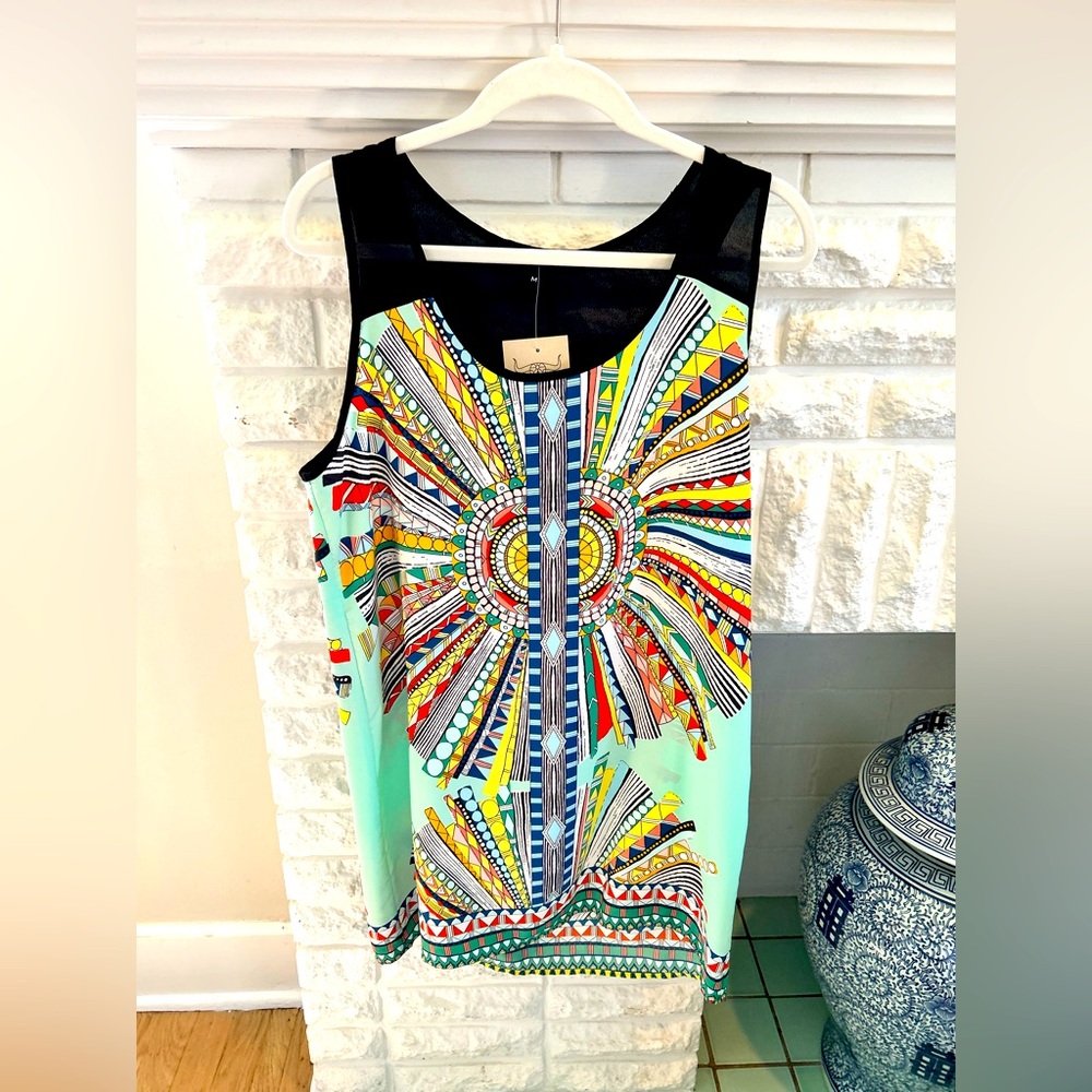 Minty Contrast Tank Dress